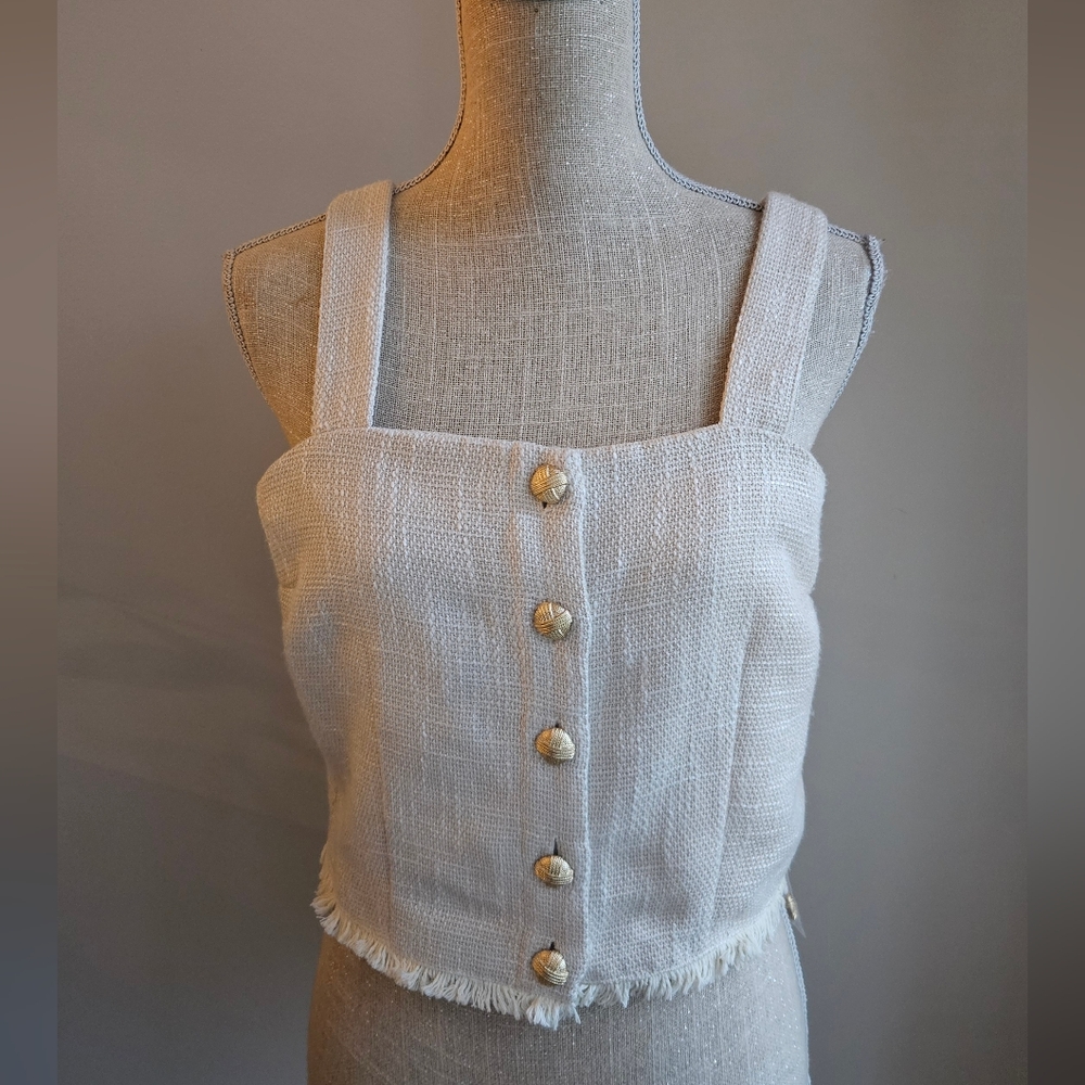 NWT Mystree Cream Textured Buttoned Blouse